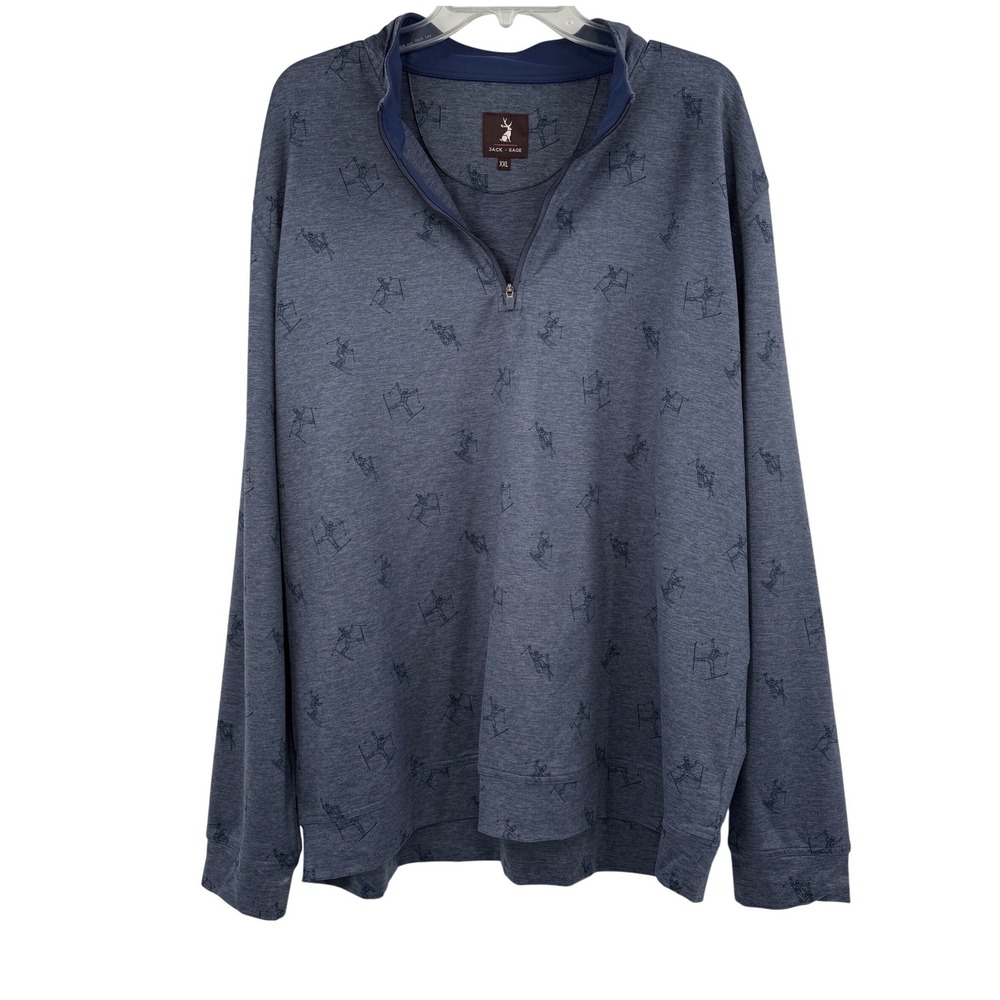 Jack + Sage Quarter Zip‎ Pullover Mens XXL Blue Skiing Print